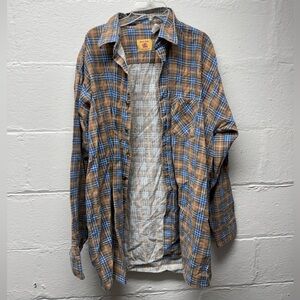 Vintage Red Oak Blue and Orange Plaid Shirt